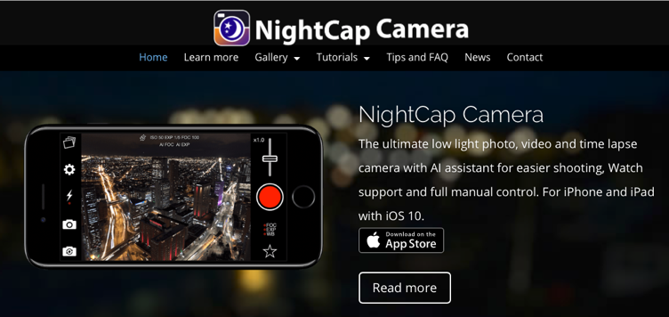 Nightcap Camera screen